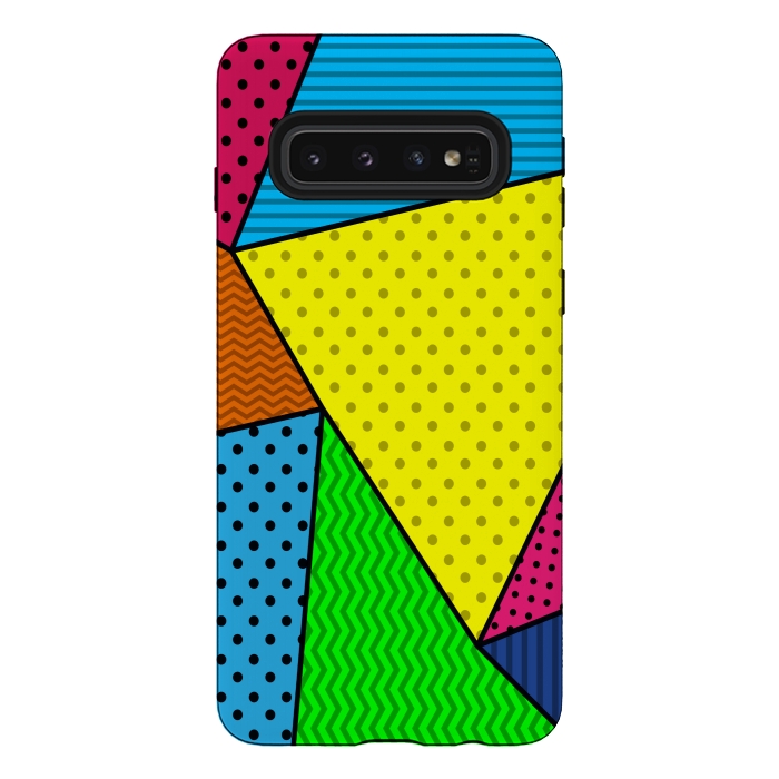 Galaxy S10 StrongFit colourful abstract dotted pattern by MALLIKA