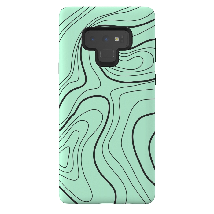 Galaxy Note 9 StrongFit green abstract lines 2 by MALLIKA