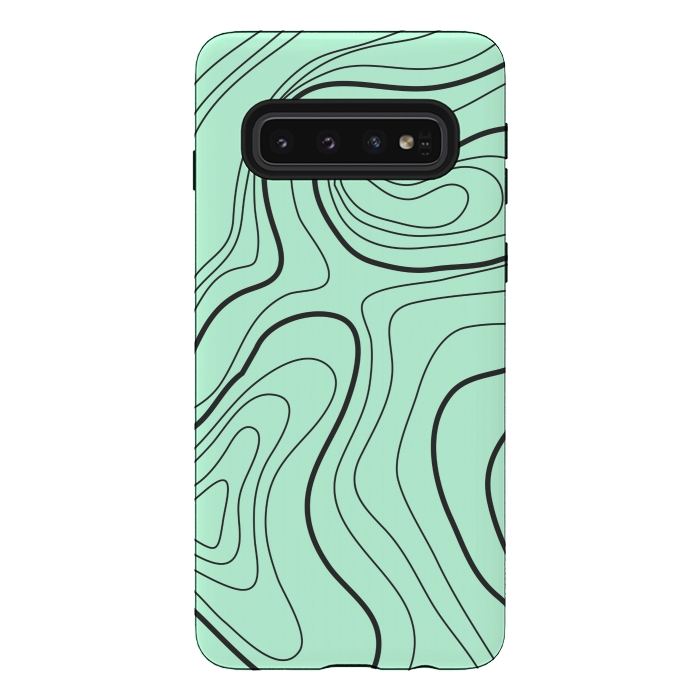 Galaxy S10 StrongFit green abstract lines 2 by MALLIKA