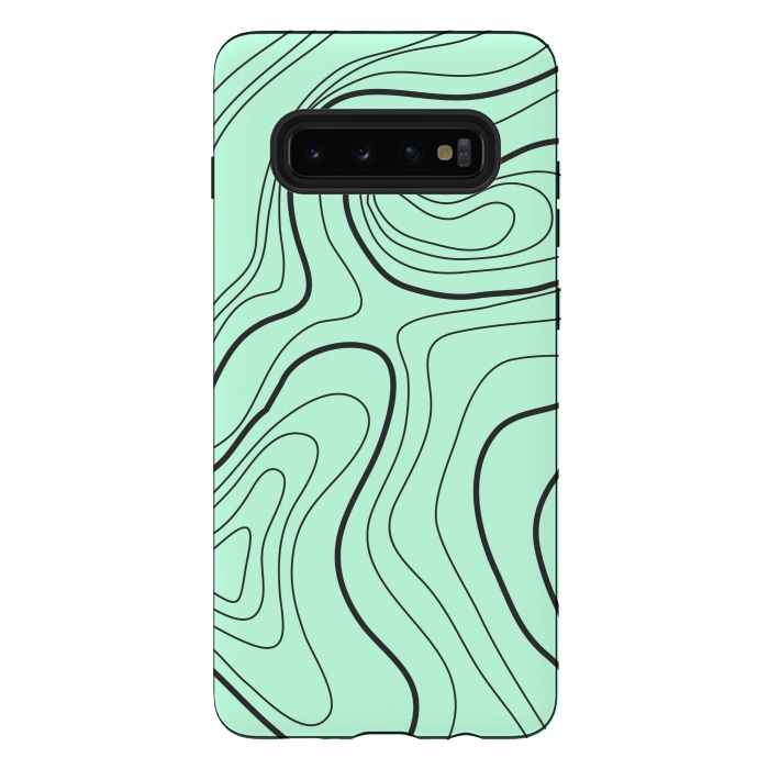 Galaxy S10 plus StrongFit green abstract lines 2 by MALLIKA