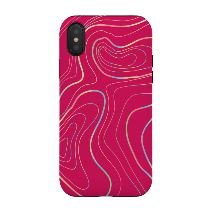 iPhone Xs / X StrongFit pink golden lines by MALLIKA