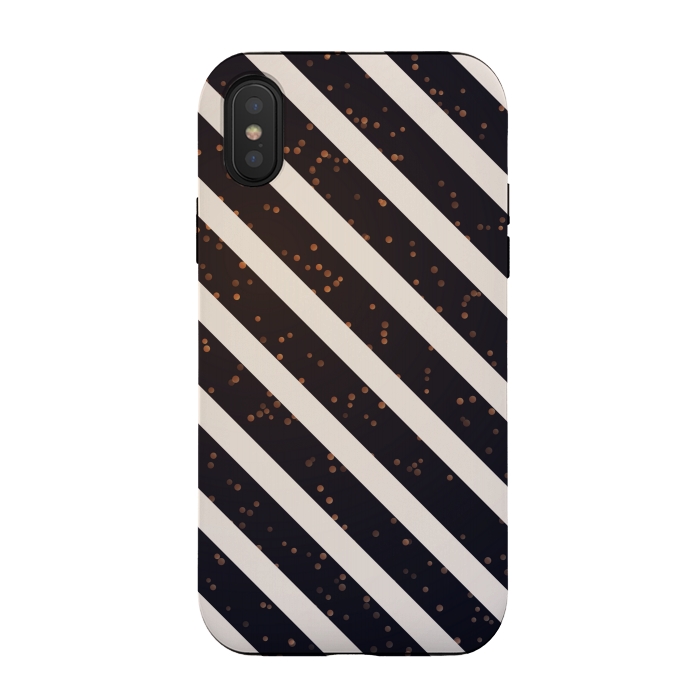 iPhone Xs / X StrongFit silver border lines 2 by MALLIKA