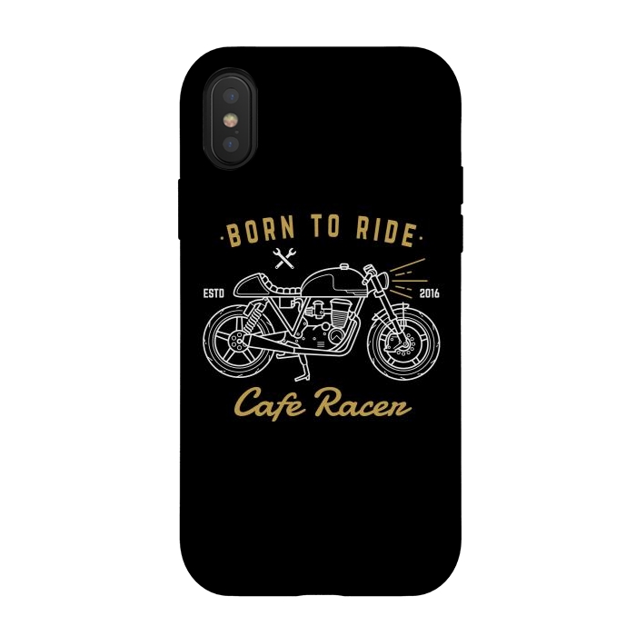iPhone Xs / X StrongFit Born to Ride Cafe Racer by Afif Quilimo