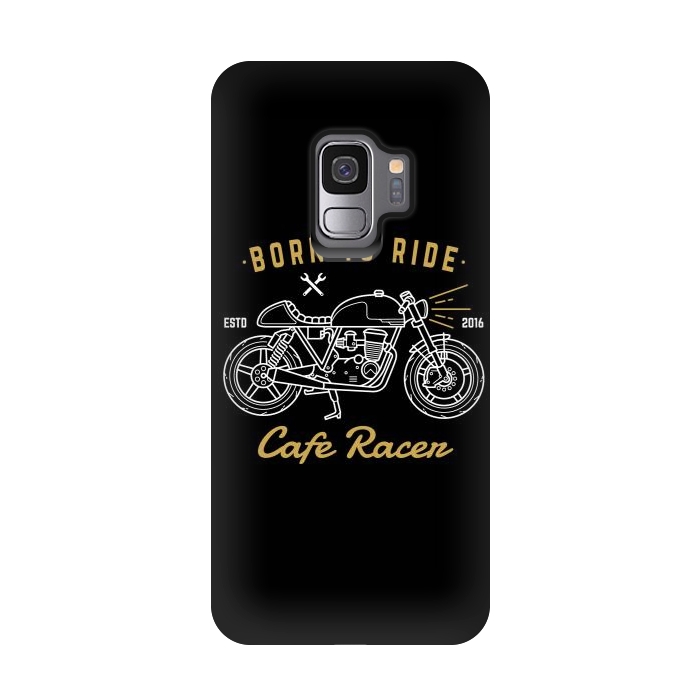 Galaxy S9 StrongFit Born to Ride Cafe Racer by Afif Quilimo
