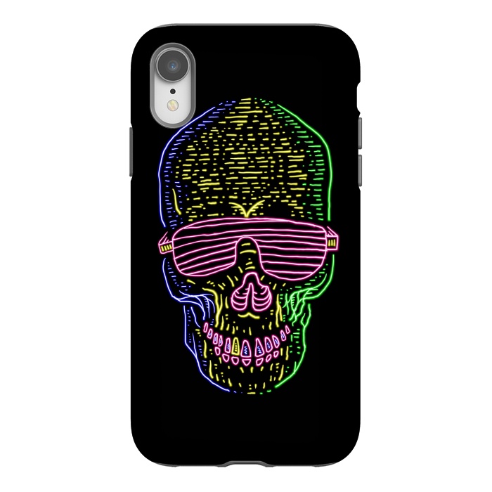 iPhone Xr StrongFit Skull Neon 1 by Afif Quilimo