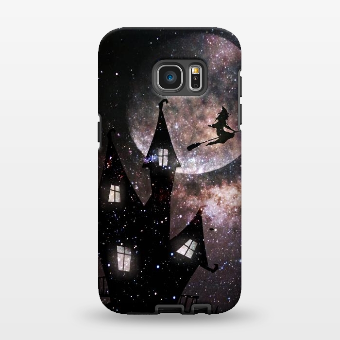 Galaxy S7 EDGE StrongFit Flying witch and dark house at night by Oana 