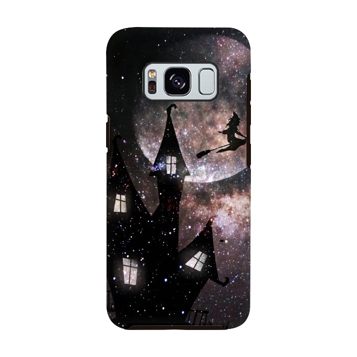 Galaxy S8 StrongFit Flying witch and dark house at night by Oana 