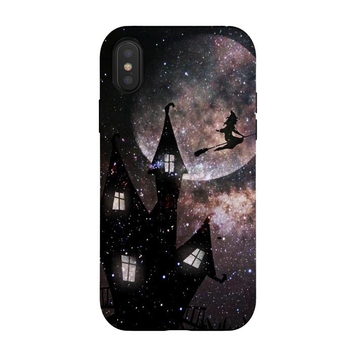 iPhone Xs / X StrongFit Flying witch and dark house at night by Oana 