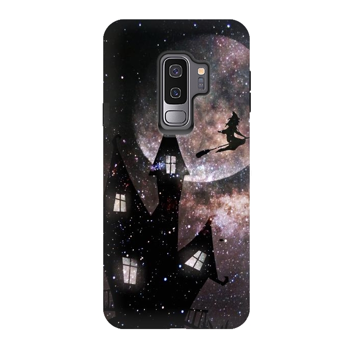 Galaxy S9 plus StrongFit Flying witch and dark house at night by Oana 