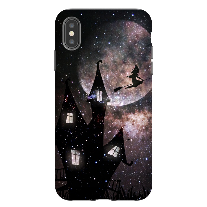iPhone Xs Max StrongFit Flying witch and dark house at night by Oana 