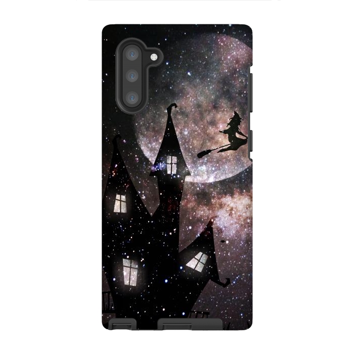 Galaxy Note 10 StrongFit Flying witch and dark house at night by Oana 