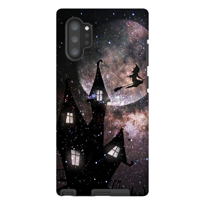 Galaxy Note 10 plus StrongFit Flying witch and dark house at night by Oana 