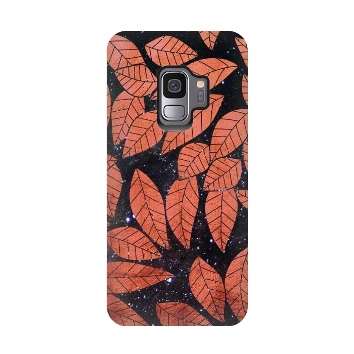 Galaxy S9 StrongFit Rust autumn leaves pattern by Oana 