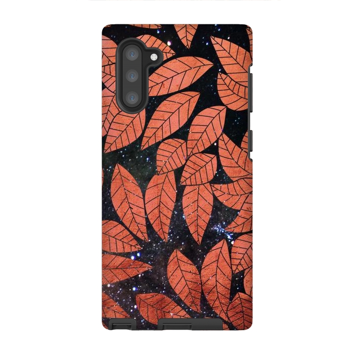 Galaxy Note 10 StrongFit Rust autumn leaves pattern by Oana 