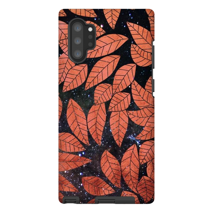 Galaxy Note 10 plus StrongFit Rust autumn leaves pattern by Oana 