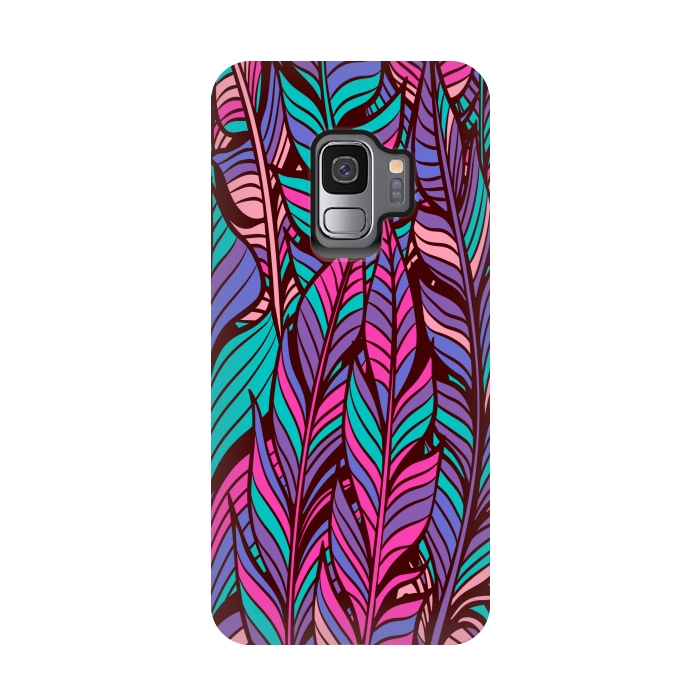 Galaxy S9 StrongFit boho chic feather pattern 2  by MALLIKA