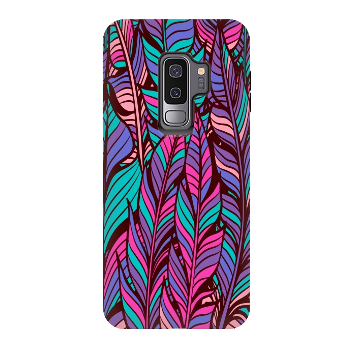 Galaxy S9 plus StrongFit boho chic feather pattern 2  by MALLIKA