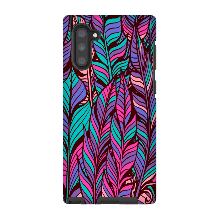 Galaxy Note 10 StrongFit boho chic feather pattern 2  by MALLIKA