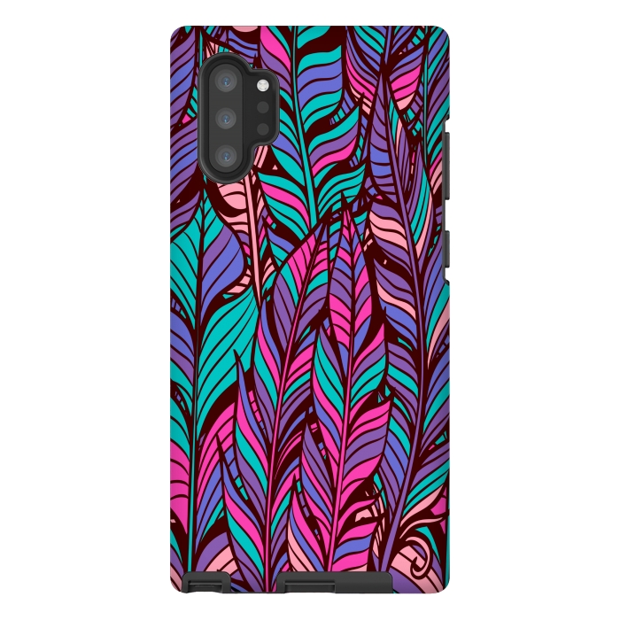 Galaxy Note 10 plus StrongFit boho chic feather pattern 2  by MALLIKA