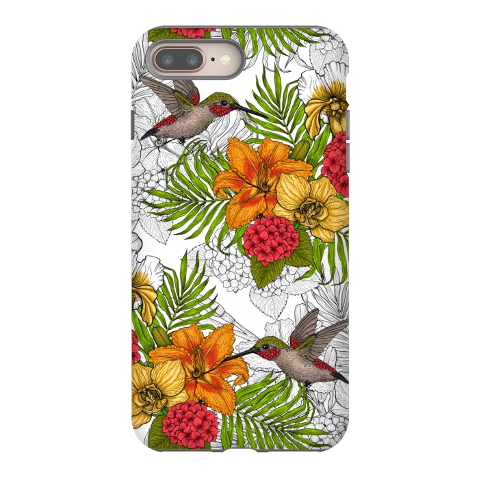 iPhone 7 plus StrongFit Hummingbirds and tropical bouquet by Katerina Kirilova