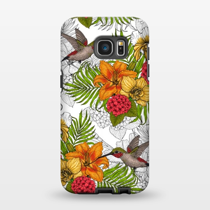 Galaxy S7 EDGE StrongFit Hummingbirds and tropical bouquet by Katerina Kirilova