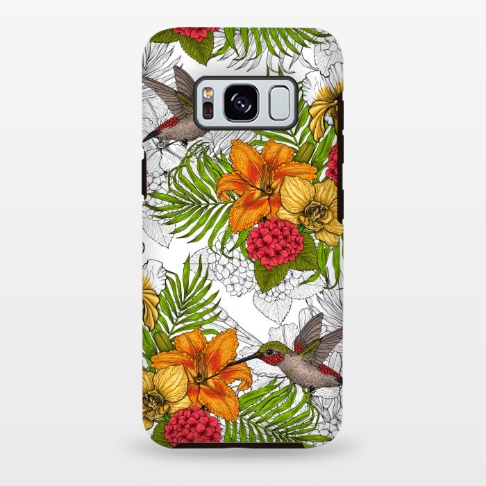 Galaxy S8 plus StrongFit Hummingbirds and tropical bouquet by Katerina Kirilova