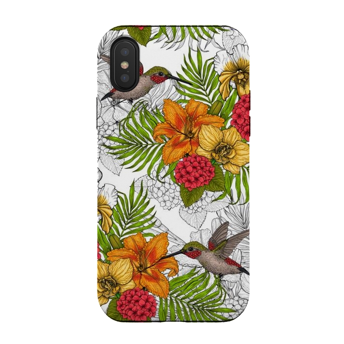 iPhone Xs / X StrongFit Hummingbirds and tropical bouquet by Katerina Kirilova