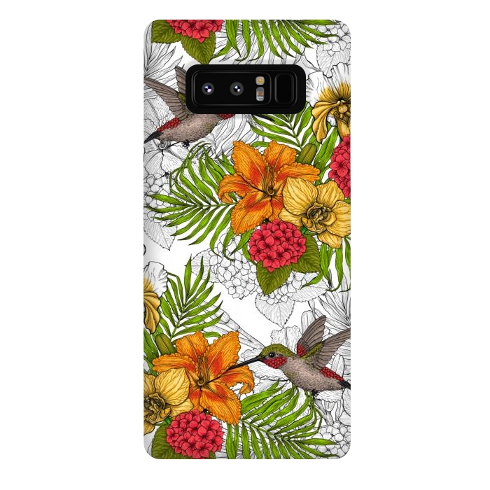 Galaxy Note 8 StrongFit Hummingbirds and tropical bouquet by Katerina Kirilova