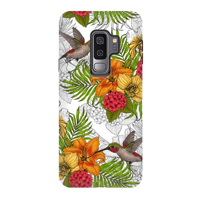 Galaxy S9 plus StrongFit Hummingbirds and tropical bouquet by Katerina Kirilova