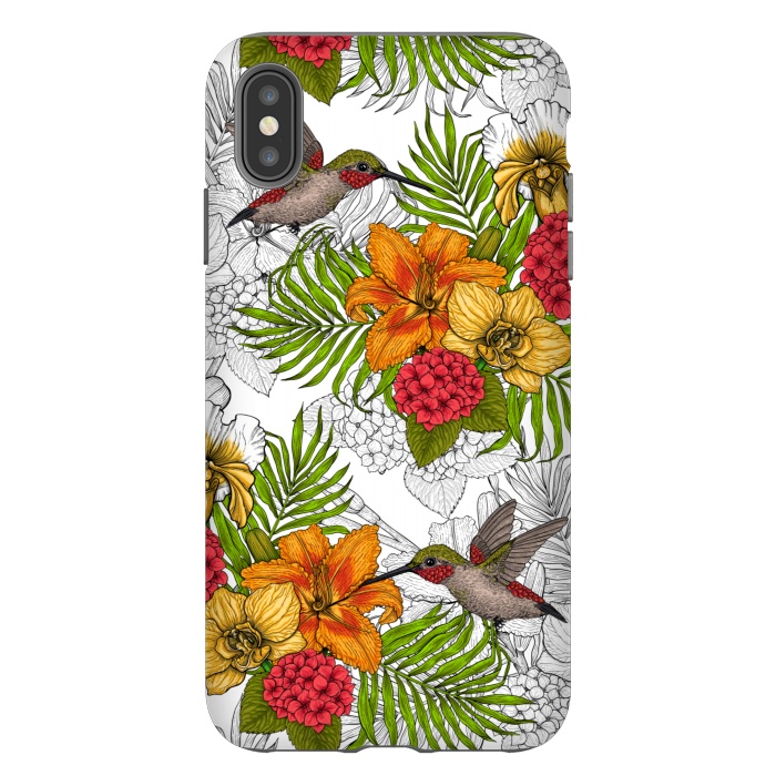 iPhone Xs Max StrongFit Hummingbirds and tropical bouquet by Katerina Kirilova