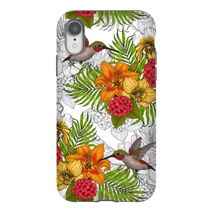 iPhone Xr StrongFit Hummingbirds and tropical bouquet by Katerina Kirilova