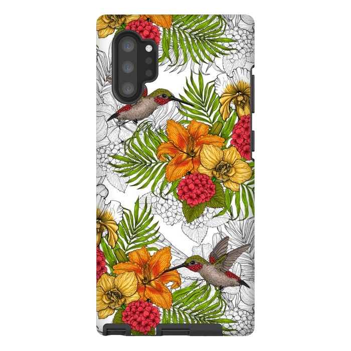 Galaxy Note 10 plus StrongFit Hummingbirds and tropical bouquet by Katerina Kirilova
