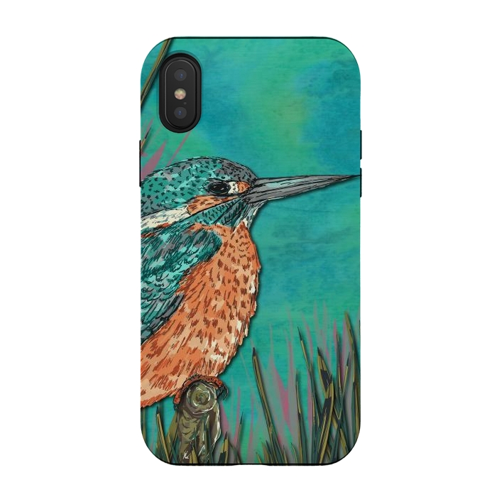 iPhone Xs / X StrongFit Kingfisher by Lotti Brown