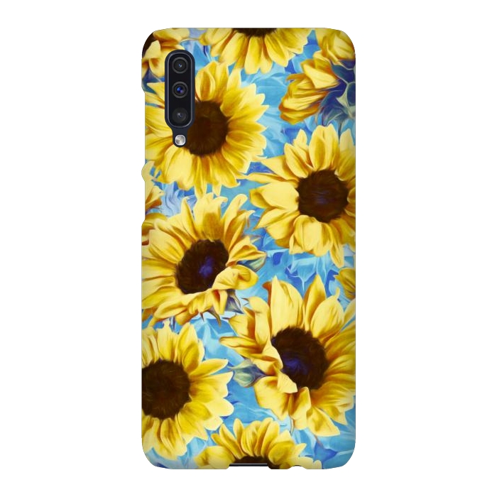 Galaxy A50 SlimFit Dreamy Sunflowers on Blue by Micklyn Le Feuvre