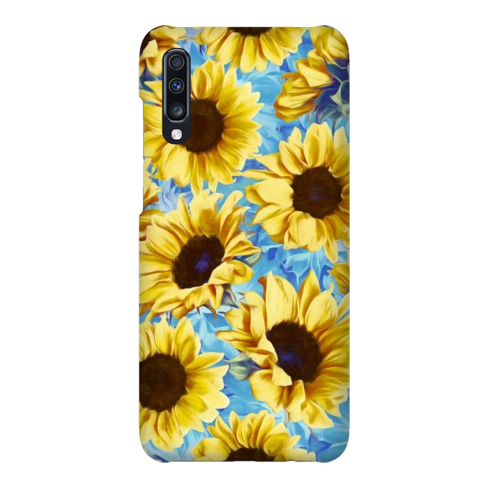 Galaxy A70 SlimFit Dreamy Sunflowers on Blue by Micklyn Le Feuvre