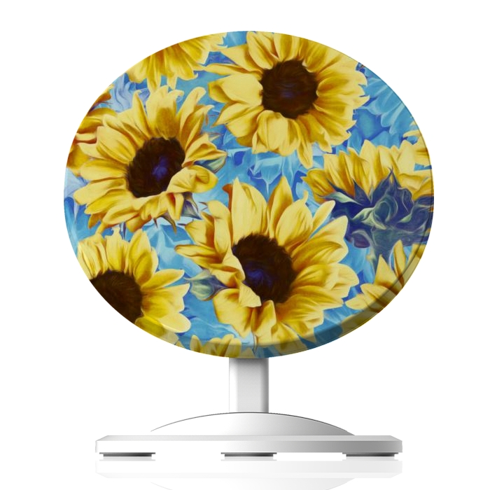 Wireless Charging Docks Designers charger Dreamy Sunflowers on Blue by Micklyn Le Feuvre