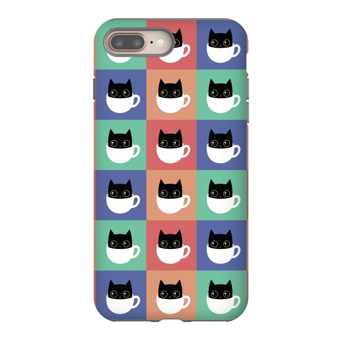 iPhone 7 plus StrongFit Coffee  cat pattern by Laura Nagel