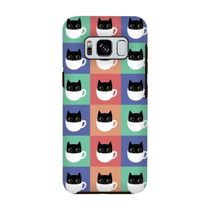 Galaxy S8 StrongFit Coffee  cat pattern by Laura Nagel