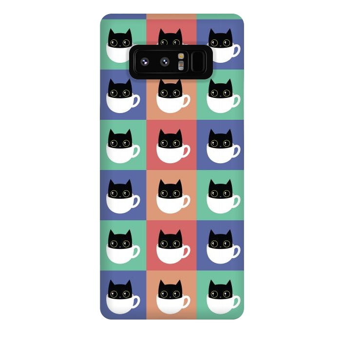 Galaxy Note 8 StrongFit Coffee  cat pattern by Laura Nagel