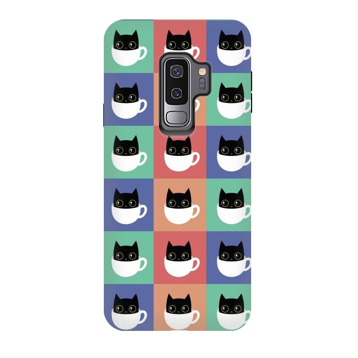 Galaxy S9 plus StrongFit Coffee  cat pattern by Laura Nagel