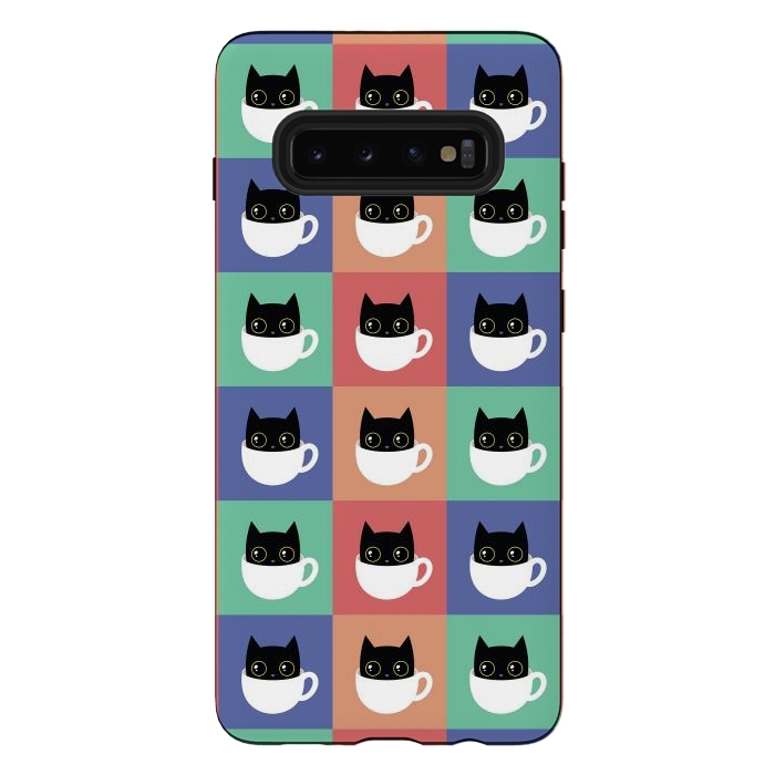 Galaxy S10 plus StrongFit Coffee  cat pattern by Laura Nagel