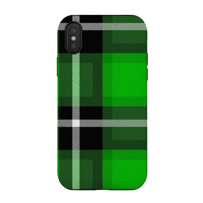 iPhone Xs / X StrongFit Green Scottish Plaid by TMSarts