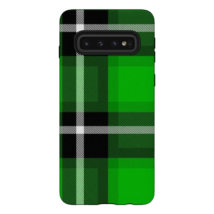 Galaxy S10 StrongFit Green Scottish Plaid by TMSarts