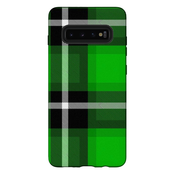 Galaxy S10 plus StrongFit Green Scottish Plaid by TMSarts