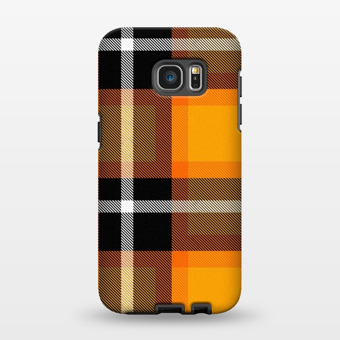 Galaxy S7 EDGE StrongFit Orange Scottish Plaid by TMSarts
