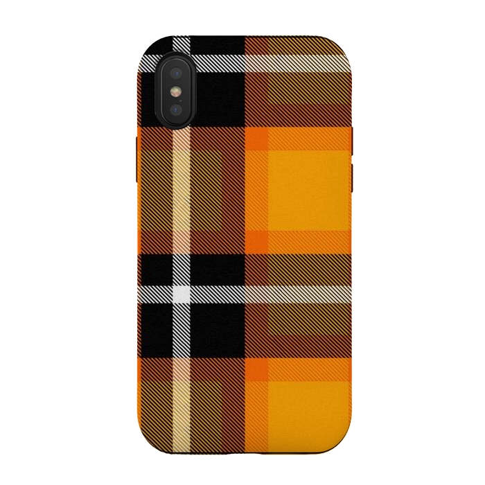 iPhone Xs / X StrongFit Orange Scottish Plaid by TMSarts