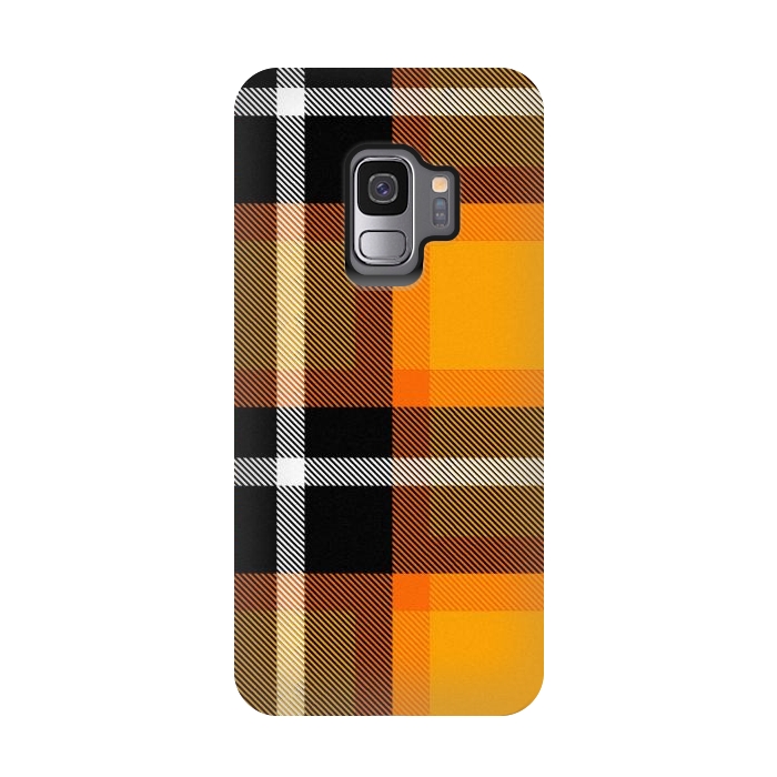 Galaxy S9 StrongFit Orange Scottish Plaid by TMSarts