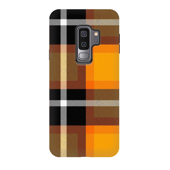 Galaxy S9 plus StrongFit Orange Scottish Plaid by TMSarts