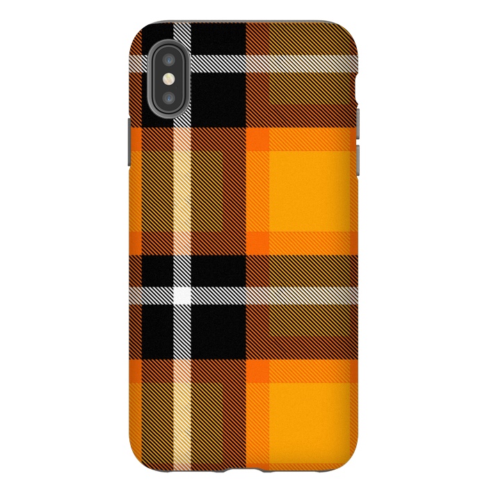 iPhone Xs Max StrongFit Orange Scottish Plaid by TMSarts