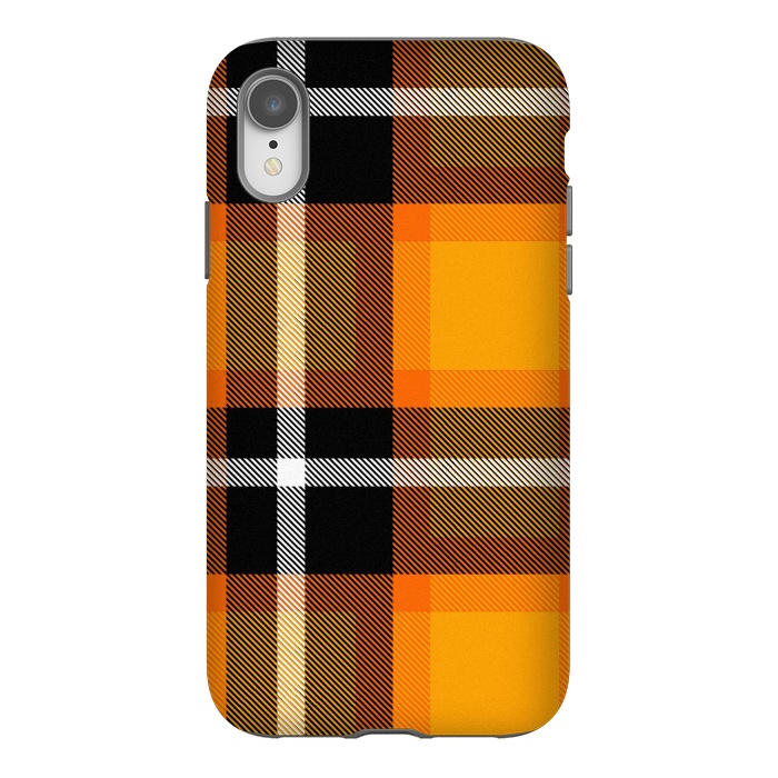 iPhone Xr StrongFit Orange Scottish Plaid by TMSarts
